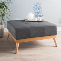 Fabric Ottoman with Cushioned Top, Sturdy Frame, and Space-Saving Design, 32" L x 32" W x 17.25" H, Dark Gray(m-4)
