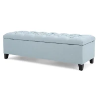 Storage Ottoman with Contemporary Design, Upholstered Seating, Versatile Storage Bench, 51" L x 17.5" W x 17" H, Blue(m-2)