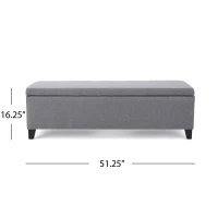 Storage Ottoman with Cushioned Top, Sturdy Frame, and Space-Saving Design, 51" L x 17.25" W x 16.5" H, Gray(m-3)
