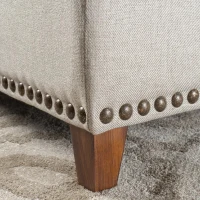 Storage Ottoman with Tufted Waffle Stitching, Nailhead Trim, Contemporary Design, and Ample Storage Space, 50.85" L x 19.65" W x 15.75" H, Beige(m-8)