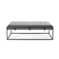 Modern Fabric Ottoman with Cushioned Top, Sturdy Frame, and Space-Saving Design, 49" L x 25" W x 16" H, Gray(m-8)