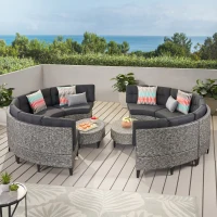 Single Sofa Set of 2, Polyethylene Rattan Wicker, Iron Frame, Water Resistant Cushions, Easy to Assemble, 40.5"x29.25"x27.5", Black+Gray(m-1)
