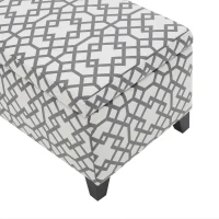 Cushioned Storage Ottoman with Sturdy Frame and Space-Saving Design, Geometric Pattern Surface, Gray(m-8)