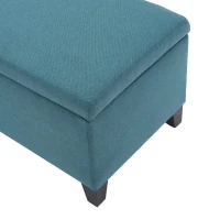 Storage Ottoman with Cushioned Top, Sturdy Frame, and Space-Saving Design, 51" L x 17.25" W x 16.5" H, Teal(m-8)