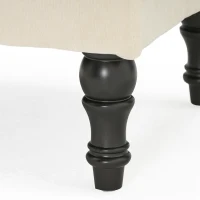 28" Pillow Top Ottoman with Button Tufted Upholstery, Turned Birch Legs, Extra Seating or Footrest, 28.5"x18"x17.75", Cream(m-8)