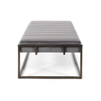 Modern Fabric Ottoman with Cushioned Top, Sturdy Frame, and Space-Saving Design, 49" L x 25" W x 16" H, Gray(m-7)