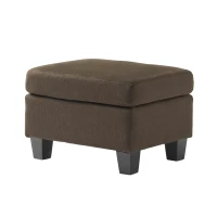 Fabric Ottoman with Contemporary Design, Smooth Upholstery, Versatile Use, Birch Wood Legs, 24" W x 18" D x 16" H, Chocolate(m-2)