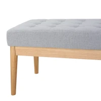 Fabric Ottoman with Cushioned Top, Sturdy Frame, and Space-Saving Design, 43.5" L x 15.75" W x 17" H, Light Gray(m-8)