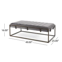 Modern Fabric Ottoman with Cushioned Top, Sturdy Frame, and Space-Saving Design, 49" L x 25" W x 16" H, Gray(m-3)