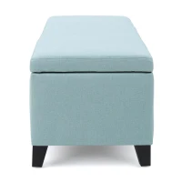 Storage Ottoman with Cushioned Top, Sturdy Frame, and Space-Saving Design, 51" L x 17.25" W x 16.5" H, Light Blue(m-11)