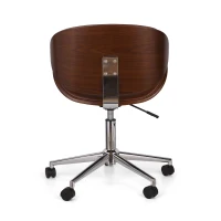 Vinsetto Mid-Century Modern Office Chair, Faux Leather Upholstery, Bentwood Design, Adjustable Height with Swivel, Rolling Casters, 23"x23"x29.25", Walnut(m-9)