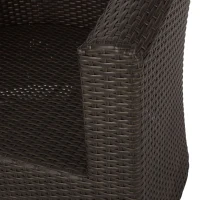 Vinsetto Swivel Club Chair with Hand-Crafted Wicker and Aluminum, Weather-Resistant Polyester Cushions, No Assembly Required, 32.5" L x 31.25" W x 31" H, Brown(m-7)