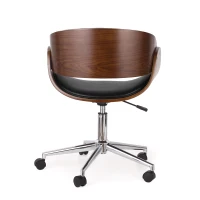Vinsetto Mid-Century Modern Office Chair, Faux Leather Upholstery, Bentwood Design, Adjustable Height with Swivel, Rolling Casters, 23"x23"x29.25", Black+Dark Walnut(m-11)