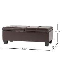 Storage Ottoman with Cushioned Top, Sturdy Frame, and Space-Saving Design, 46.5" L x 20.75" W x 17.25" H, Chocolate(m-3)