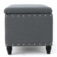 Fabric Storage Ottoman Bench with Solid Wood Construction, Versatile Seating and Storage, 42" L x 18.25" W x 18.25" H, Charcoal(m-11)
