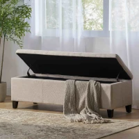 Storage Ottoman with Contemporary Design, Upholstered Seating, Versatile Storage Bench, 51.25" L x 17.5" W x 16.25" H, Light beige(m-5)