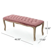 Stylish Bedroom Bench with Padded Seat Cushion, Upturned Wide U Shape, Light Assembly Required, 46.25" L x 17" W x 18" H, Blush(m-3)