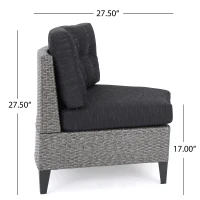 Single Sofa Set of 2, Polyethylene Rattan Wicker, Iron Frame, Water Resistant Cushions, Easy to Assemble, 40.5"x29.25"x27.5", Black+Gray(m-4)