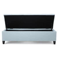 Storage Ottoman with Contemporary Design, Upholstered Seating, Versatile Storage Bench, 51" L x 17.5" W x 17" H, Blue(m-7)