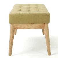 Fabric Ottoman with Cushioned Top, Sturdy Frame, and Space-Saving Design, 43.5" L x 15.75" W x 17" H, Yellow(m-9)