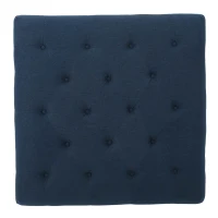 Tufted Ottoman with Upholstered Polyester Blend, Button Tufting, Turned Feet, 40.5" x 40.5" x 16.9", Navy Blue(m-5)