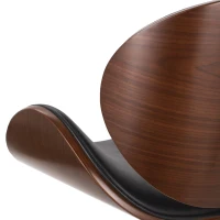 Vinsetto Mid-Century Modern Office Chair, Faux Leather Upholstery, Bentwood Design, Adjustable Height with Swivel, Rolling Casters, 23"x23"x29.25", Black+Dark Walnut(m-6)