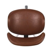 Vinsetto Mid-Century Modern Office Chair, Faux Leather Upholstery, Bentwood Design, Adjustable Height with Swivel, Rolling Casters, 23"x23"x29.25", Walnut(m-5)