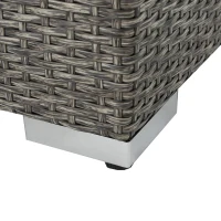 Outdoor Wicker 3-Seater Sofa with Built-In Side Table, Water-Resistant Cushions, Rust-Proof Aluminum Frame, 75.5" L x 29.75" W x 25.5" H, Black+Gray(m-7)