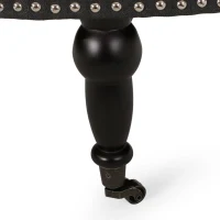 Ottoman with Casters and Birch Wood Legs, Contemporary Design, Button Tufted Diamond Stitch, Nailhead Accents, 35" x 35" x 17", Dark Gray(m-6)