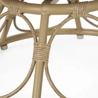 Outdoor Wicker Lounge Chair with Swivel Function, Faux Rattan Frame, Polyester Cushion, 35.25" L x 31.75" W x 29.75" H, Beige+Light Brown(m-7)