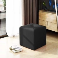 Modern Fabric Ottoman with Cushioned Top, Sturdy Frame, and Space-Saving Design, 16.5" L x 16.5" W x 17.25" H, Charcoal Gray(m-4)