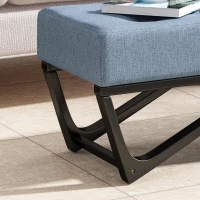 Ottoman with Cushioned Top, Sturdy Frame, and Space-Saving Design, 47.25" L x 17.5" W x 16.5" H, Light Blue(m-6)