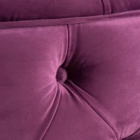 Modern Glam Round Velvet Ottoman with Cushioned Top, Sturdy Frame, and Space-Saving Design, 29.5" L x 29.5" W x 18" H, Fuchsia(m-8)