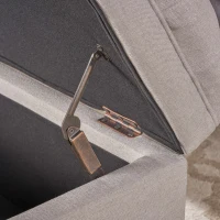 Storage Ottoman with Birch Legs, Hand-Tufted Fabric, 50" L x 20.5" W x 18.25" H, Spot Clean, Light Gray(m-6)