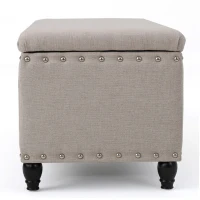 Fabric Storage Ottoman Bench with Solid Wood Construction, Versatile Seating and Storage, 42" L x 18.25" W x 18.25" H, Wheat(m-11)