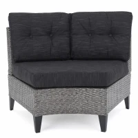 Single Sofa Set of 2, Polyethylene Rattan Wicker, Iron Frame, Water Resistant Cushions, Easy to Assemble, 40.5"x29.25"x27.5", Black+Gray(m-7)