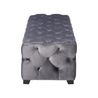 Contemporary Glam Rectangle Padded Ottoman with Cushioned Top, Sturdy Frame, and Space-Saving Design, 50.75" L x 18.75" W x 15.75" H, Grey(m-7)
