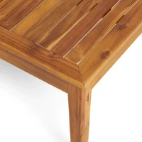 Transitional L-Shaped Patio Furniture Set, Acacia Wood Frame with Water-Resistant Cushions and Slat Panel Design, 27" L x 29.5" W x 26.25" H, Beige(m-8)