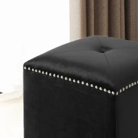 Stylish Ottoman with Cushioned Top, Sturdy Frame, and Space-Saving Design, 16.5" L x 16.5" W x 17" H, Black(m-6)