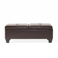Storage Ottoman with Cushioned Top, Sturdy Frame, and Space-Saving Design, 46.5" L x 20.75" W x 17.25" H, Chocolate(m-10)