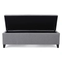Storage Ottoman with Cushioned Top, Sturdy Frame, and Space-Saving Design, 51" L x 17.25" W x 16.5" H, Gray(m-10)