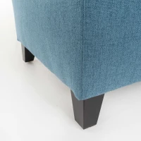 Storage Ottoman with Birch Legs, Hand-Tufted Fabric, 50" L x 20.5" W x 18.25" H, Spot Clean, Blue(m-9)