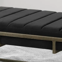 Modern Fabric Ottoman with Cushioned Top, Sturdy Frame, and Space-Saving Design, 49" L x 25" W x 16" H, Black(m-6)