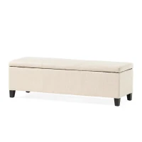 Storage Ottoman with Contemporary Design, Upholstered Seating, Versatile Storage Bench, 51.25" L x 17.5" W x 16.25" H, Light beige(m-2)