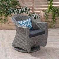 Modern Wicker Patio Chair with Water-Resistant Cushions, Swivel Chair, No Assembly Required, 28.25" x 28" x 29.5", Gray+Black(m-4)