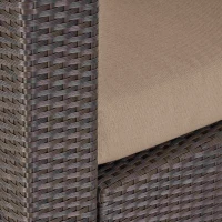 Outdoor Wicker Club Chair with Water Resistant Cushions, Swivel Chair, 33.5" L x 31.5" W x 27.75" H, Brown+Beige(m-7)