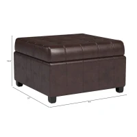 Square Ottoman with Tufted Waffle Stitch, Contemporary Design, Upholstered Storage Space, 31" L x 31" W x 18.6" H, Brown(m-3)