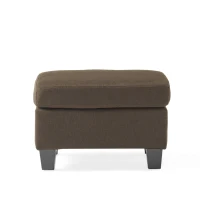 Fabric Ottoman with Contemporary Design, Smooth Upholstery, Versatile Use, Birch Wood Legs, 24" W x 18" D x 16" H, Chocolate(m-9)