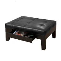 Ottoman with Drawer, Plush Comfort, Versatile Design, Durable Build, Compact and Portable, 40.5" L x 29.5" W x 17.75" H, Black(m-6)
