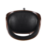 Vinsetto Mid-Century Modern Office Chair, Faux Leather Upholstery, Bentwood Design, Adjustable Height with Swivel, Rolling Casters, 23"x23"x29.25", Black+Dark Walnut(m-5)